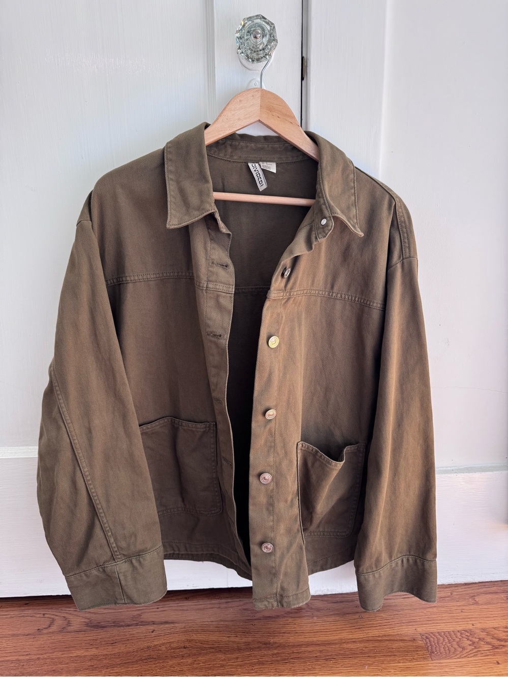 Women's Twill Shacket dark khaki green - H&M